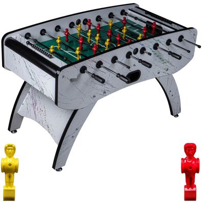 Fußball Tischkicker Premium Weiß grünes Spielfeld Figuren Gelb Rot 80kg