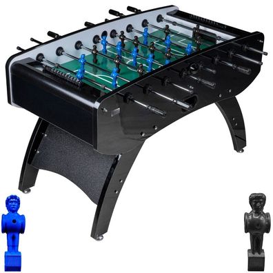 Fußball Tischkicker Schwarz Metallic grünes Feld Figuren Blau Grau 80kg