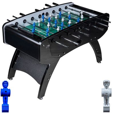 Fußball Tischkicker Schwarz Metallic grünes Feld Figuren Blau Weiss 80kg