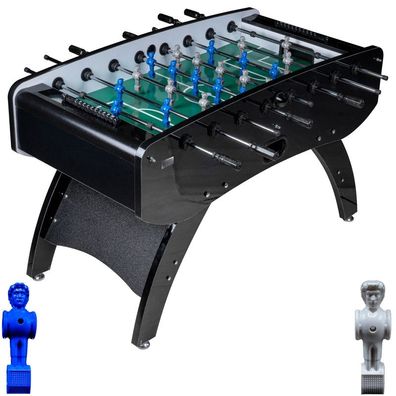 Fußball Tischkicker Schwarz Metallic grünes Feld Figuren Blau Grau 80kg