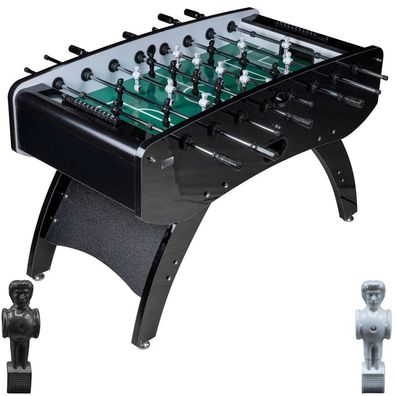 Fußball Tischkicker Schwarz Metallic grünes Feld Figuren Schwarz Weiss 80kg