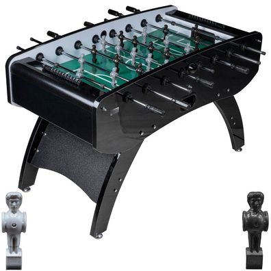 Fußball Tischkicker Schwarz Metallic grünes Feld Figuren Schwarz Grau 80kg