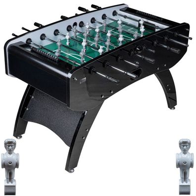 Fußball Tischkicker Schwarz Metallic grünes Feld Figuren Grau Weiss 80kg