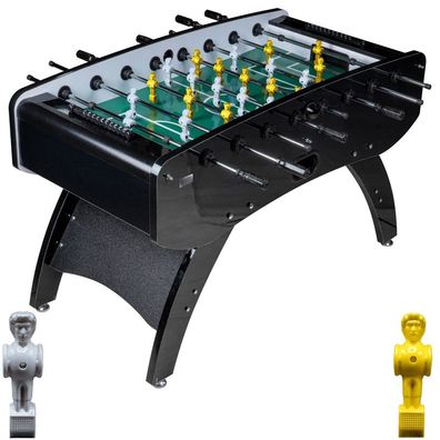 Fußball Tischkicker Schwarz Metallic grünes Feld Figuren Weiss Gelb 80kg