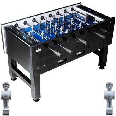 Fußball Tischkicker Turnier Fireball blaues Spielfeld Figuren Grau Weiss 95kg