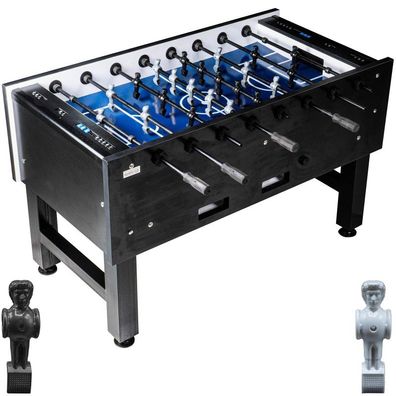 Fußball Tischkicker Turnier Fireball blaues Spielfeld Figuren Schwarz Weiss 95kg