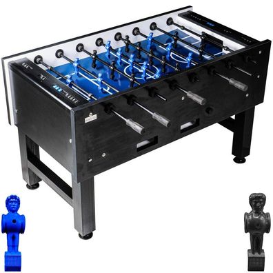 Fußball Tischkicker Turnier Fireball blaues Spielfeld Figuren Blau Schwarz 95kg