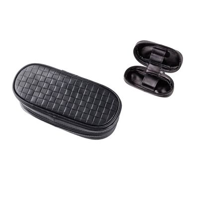 Angelo Pfeifentasche Rindsleder in Schwarz für 2 Pfeifen, Weboptik