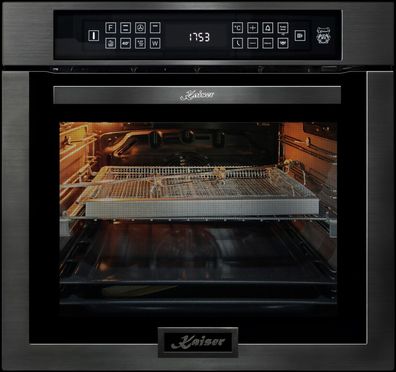 Kaiser EH 6306 RS N Schwarzes Stahl EinbauBackofen 86L 15 Fkt