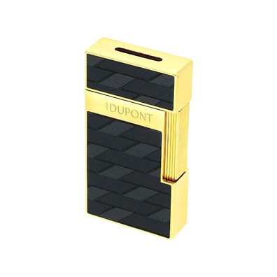ST Dupont Biggy Jet Feuerzeug, schwarz / Gold, Monogram unbefüllt