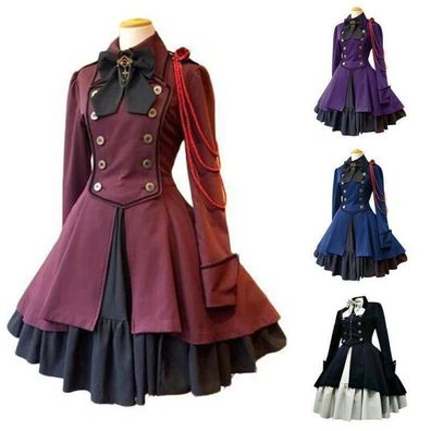 Damen Vintage Skaterkleid Mittelalterlich Renaissance Punk Gothic Kostum