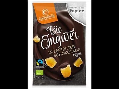 Landgarten 6x Bio FT Ingwer in Zartbitter-Schokolade 70g 70g