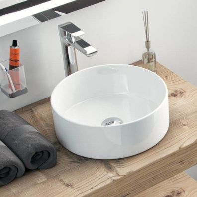 ECOLAM Aufsatzwaschbecken Waschbecken rund 36 cm Waschtisch Aufsatzwaschtisch Ovia