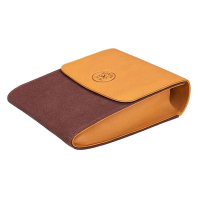 VAUEN Pfeifentasche Easy (641), Brown (Leder mit braunem Canvas), Magnetverschluss