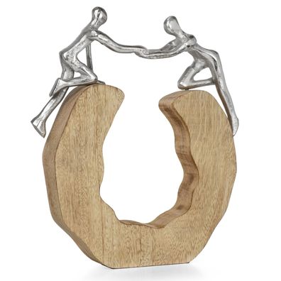 Moderne Dekofigur Hilfe leisten - 28,5 x 6 x 32,7 cm - 2 stilisierte Personen auf