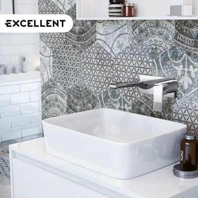 ECOLAM Aufsatzwaschbecken rechteckig 48x37 Keramikwaschbecken Aufsatzwaschtisch Forka