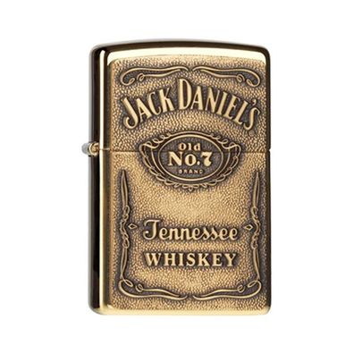 Zippo Benzin-Feuerzeug Jack Daniels Design, Messing poliert, unbefüllt