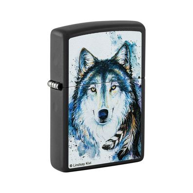 Zippo Benzin-Feuerzeug Schwarz "Lindsay Kivi Wolf" 60006987, unbefüllt