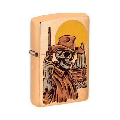 Zippo Benzin-Feuerzeug Messing Wild West Skeleton Design 60006579, unbefüllt