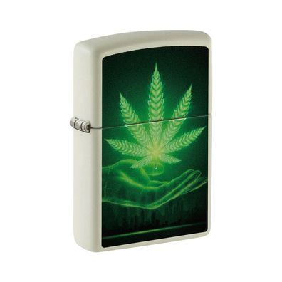 Zippo Benzin-Feuerzeug weiß Cannabis Glow in the Dark 60006900, unbefüllt