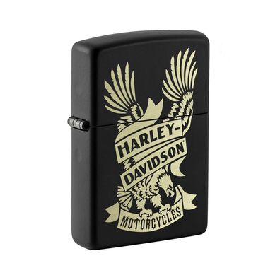 Zippo Benzin-Feuerzeug black gelasert Harley-Davidson Eagle 60006097, unbefüllt