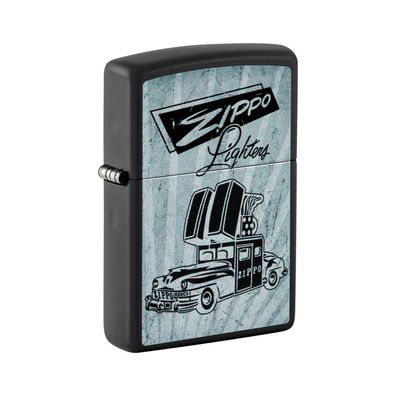 Zippo Benzin-Feuerzeug schwarz matt Car Design 60006569, unbefüllt