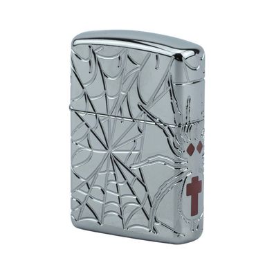 Zippo Benzin-Feuerzeug Armor Case Spider Deep Carved, unbefüllt
