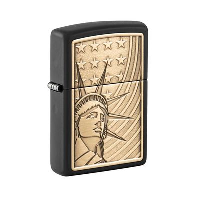 Zippo Benzin-Feuerzeug schwarz / messing Liberty & Flag 60007165, unbefüllt