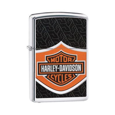 Zippo Benzin-Feuerzeug Harley Davidson Logo Black & Orange, 60004741 unbefüllt
