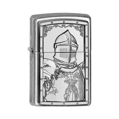 Zippo Benzin-Feuerzeug silber antik Plakette "Knights Tale" 2007963, unbefüllt