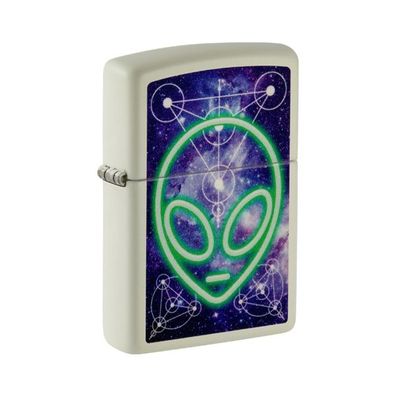Zippo Benzin-Feuerzeug weiß Alien Glow in the Dark 60007220, unbefüllt