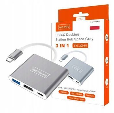 Zenwire BYL-2008N 3-in-1 MHL HUB USB C HDMI 4K Adapter für Samsung MacBook