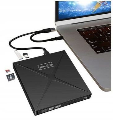 Tragbarer externer DVD-CD RW HUB USB-C USB 3.0 Zenwire 4-in-1 SD Card Reader SY885