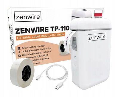 Tragbarer Mini-Thermoetikettendrucker Bluetooth USB-C Zenwire TP-110