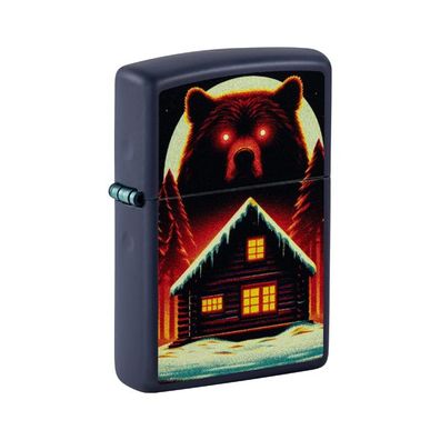 Zippo Benzin-Feuerzeug Navy Blue, Bear and Cabin 60007363, unbefüllt