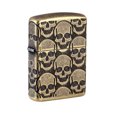 Zippo Benzin-Feuerzeug Armor Case Messing, 540 Skulls 60007234, unbefüllt