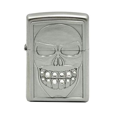 Zippo Benzin-Feuerzeug satin Finish, Plakette Smiley 2007854, unbefüllt