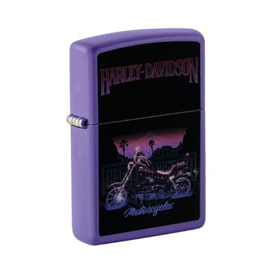 Zippo Benzin-Feuerzeug Harley- Davidson lila, Black Light, unbefüllt