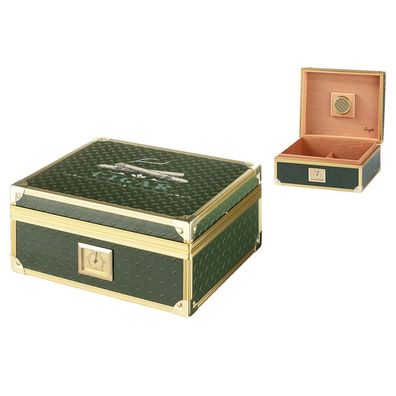 Angelo Humidor grün mit goldenem Metallrahmen für bis zu 50 Zigarren