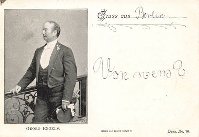 AK Künstlerkarte, "Gruss aus Berlin - Georg Engels", gelaufen am 23.09.1897 (Berlin)