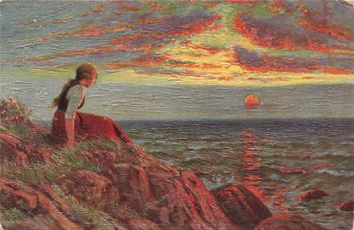 AK Künstlerkarte "Scheidende Sonne", n. gelaufen