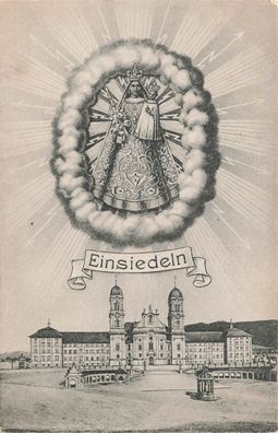 AK Einsiedeln, Künstlerkarte von "Einsiedeln", n. gelaufen