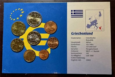 KMS - Griechenland 2002 - EURO-Motivsatz - 0.01-2.00 € im Folder