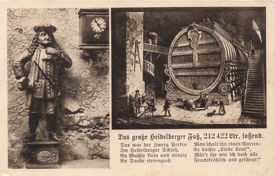AK Motivkarte, "Das große Heidelberger Faß", n. gelaufen