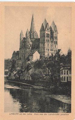 AK Limburg an der Lahn (65549), Dom von der Lahnbrücke gesehen, n. gelaufen