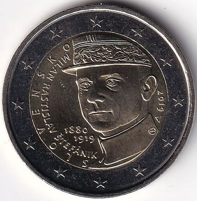 2 Euro Gedenkmünze Slowakei - 2019 - "100. Todestag Milan Rastislav Stefanik"