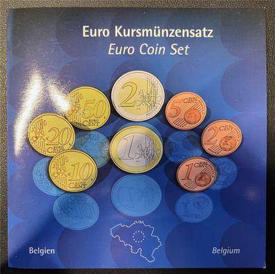 KMS - Belgien - im Folder - Kursmünuensatz (eingeschweißt und org. verpakt) (2)