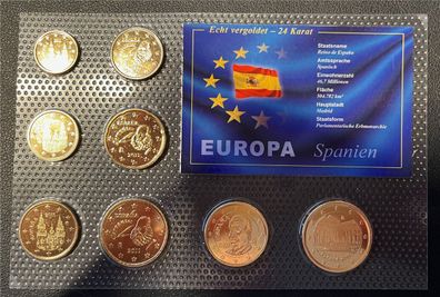 KMS - Spanien 2011 - EURO-Motivsatz - echt vergoldet ("auf Folie verschweißt")