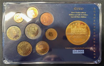 KMS - Luxemburg 2003 - KMS-Prestigesatz mit vergold. Sondermarke (ungeöffnet und org