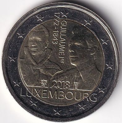 2 Euro Gedenkmünze Luxemburg - 2018 - "175. Todestag v. Großherzog Wilhelm l"